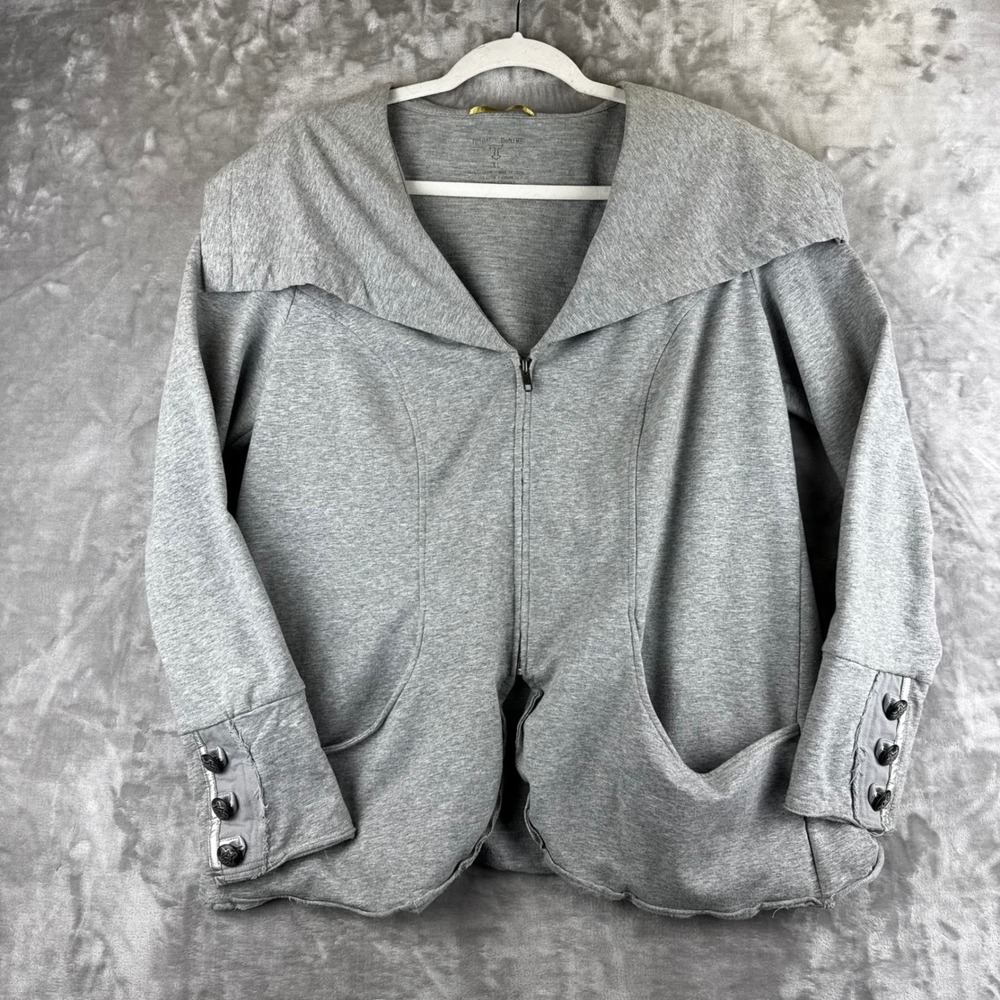 Tribal Denim Zip Jacket Womens XL Gray Oversized Collar Button Cuff‎ (1651)